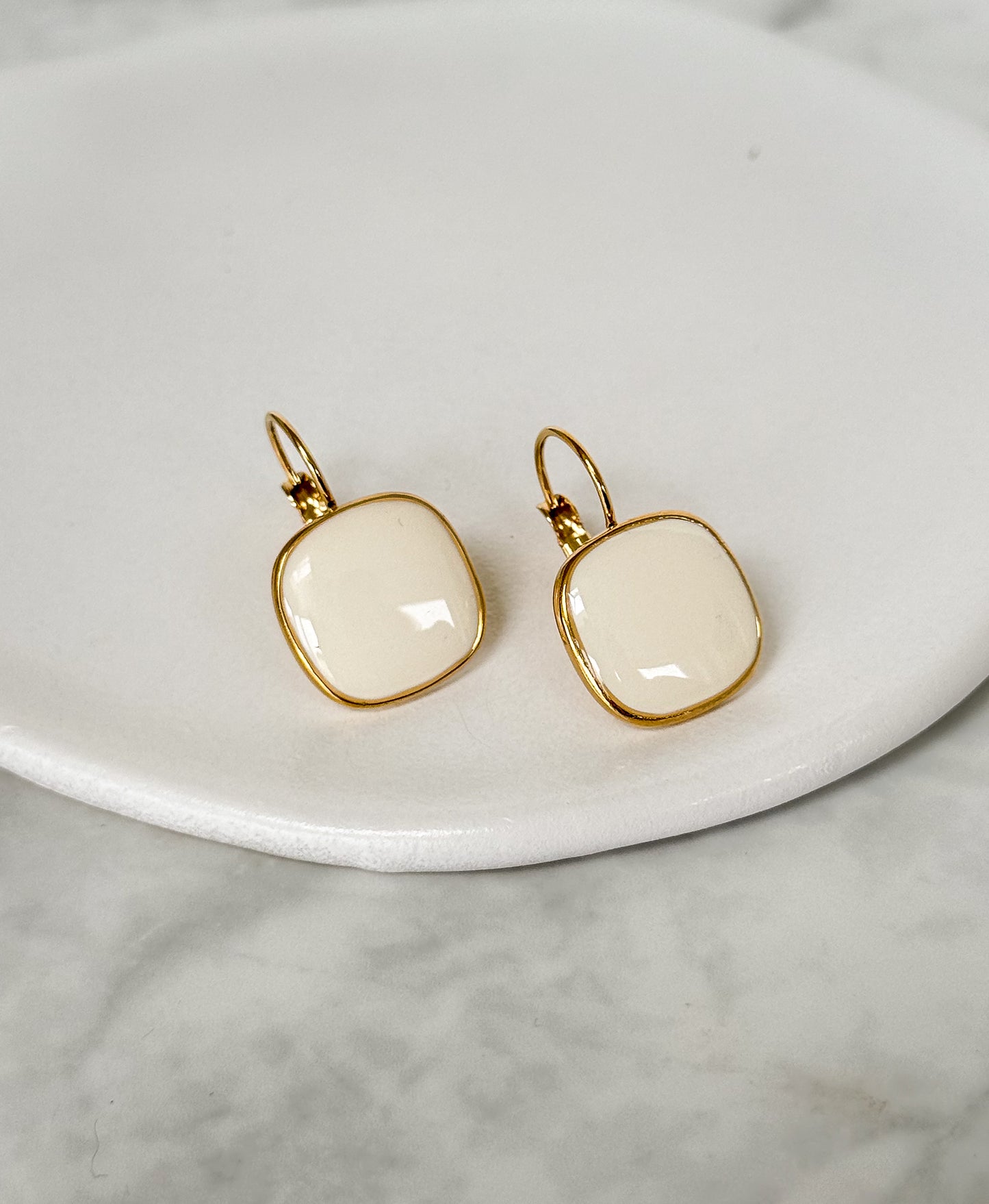 Viva Drop Earrings – Moon White