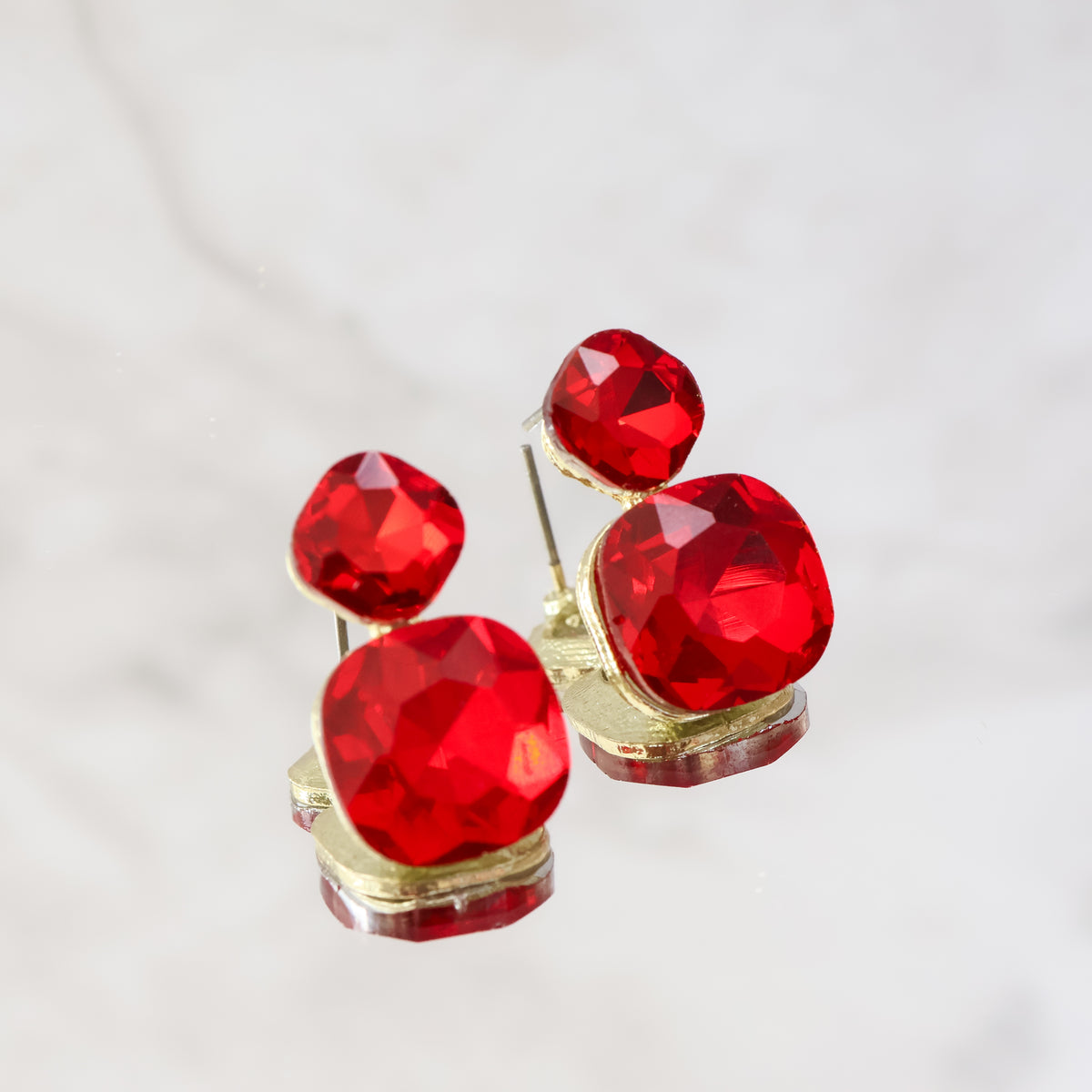Radiance Duo Gem Earrings - Ruby