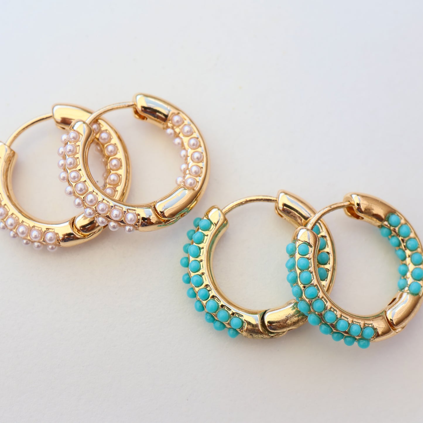 Aegean Turquoise Gold Hoop Earrings