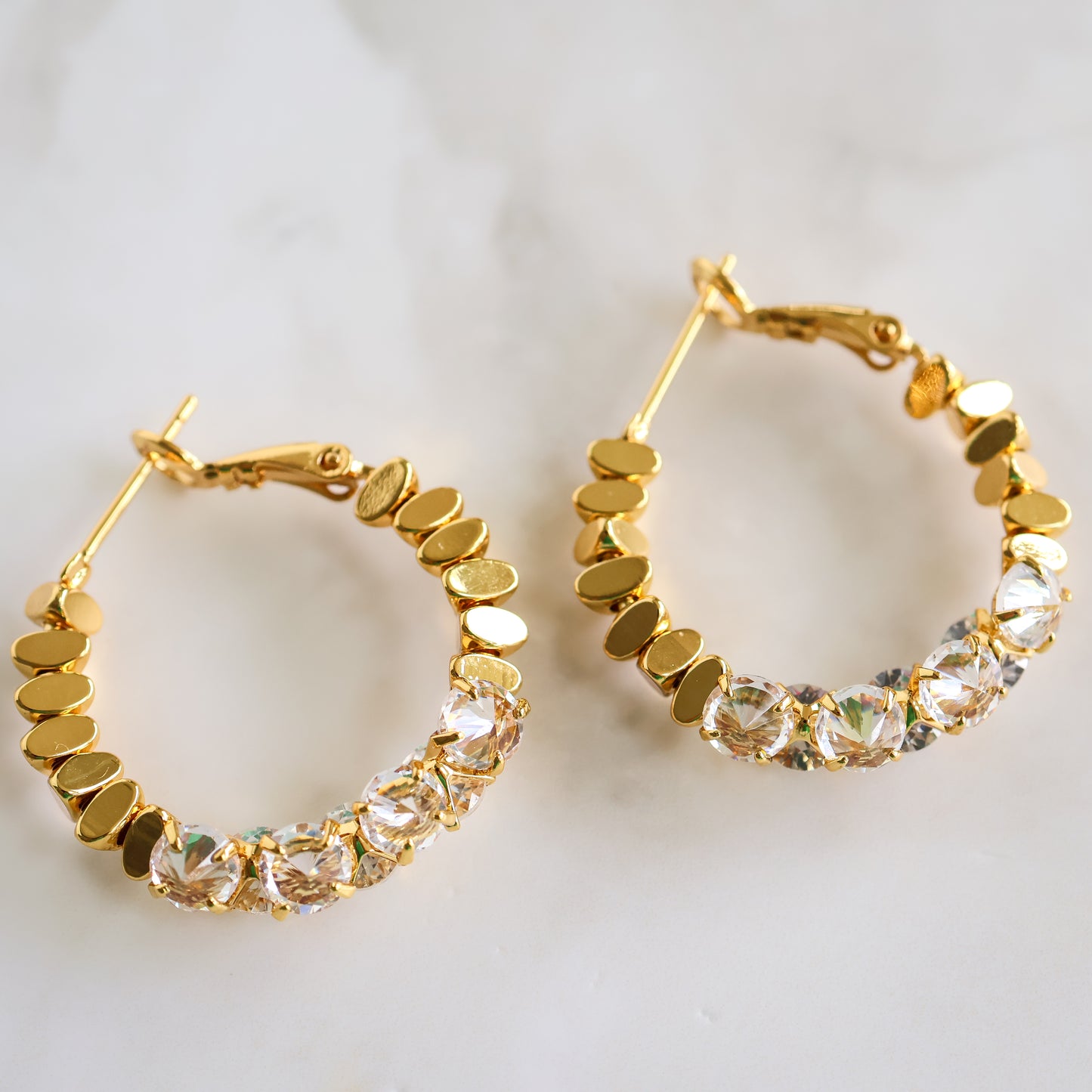 LUMINA Crystal Hoop Earrings - Gold