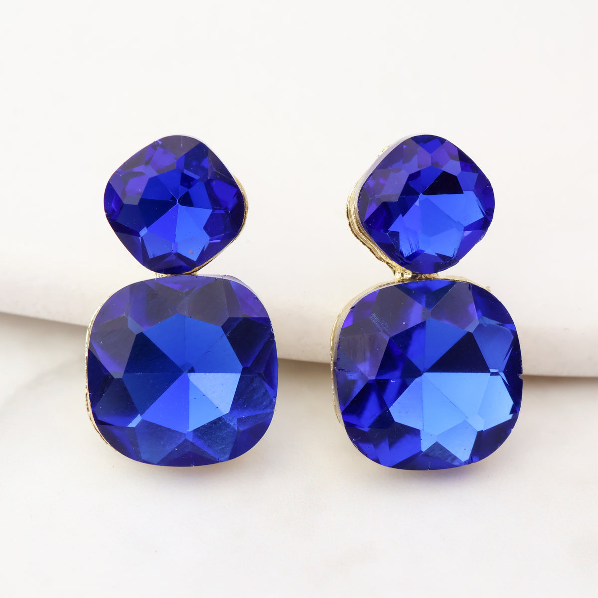 Radiance Duo Gem Earrings - Sapphire