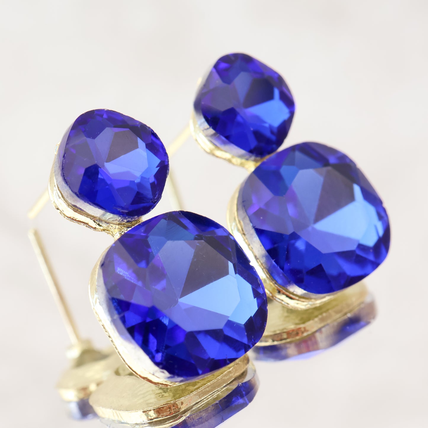 Radiance Duo Gem Earrings - Sapphire