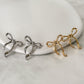 Ribbon Bow Stud Earrings - Silver