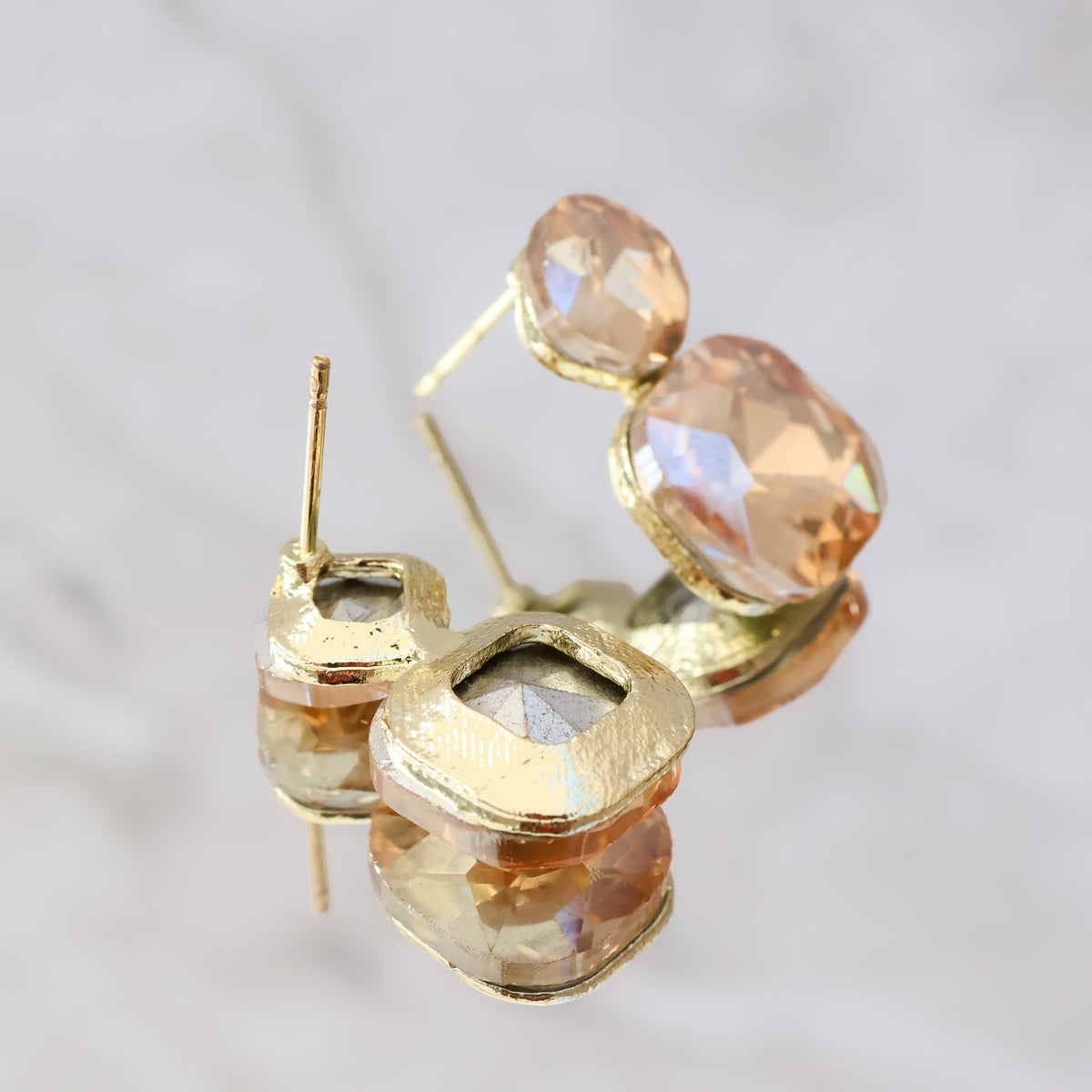 Radiance Duo Gem Earrings - Champagne