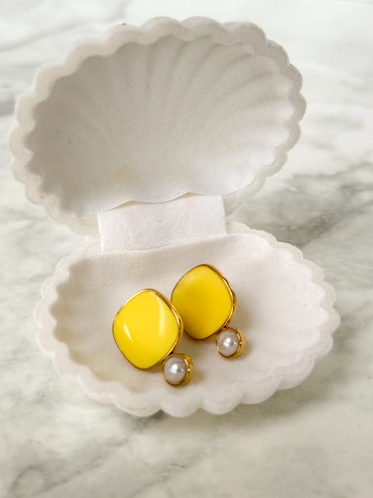 Viva Colour Pearl Earrings - Sunshine Yellow