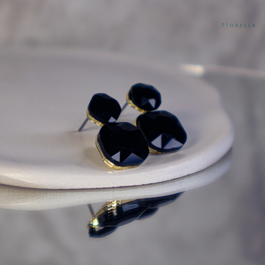 Radiance Duo Gem Earrings - Black