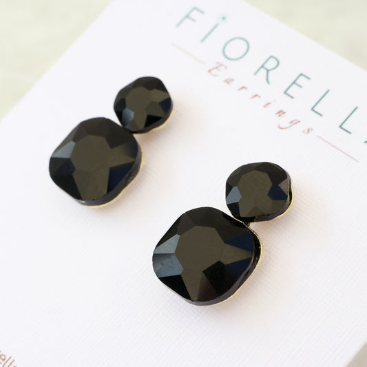 Radiance Duo Gem Earrings - Black