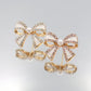 White Diamanté & Pearl Bow Stud Earrings