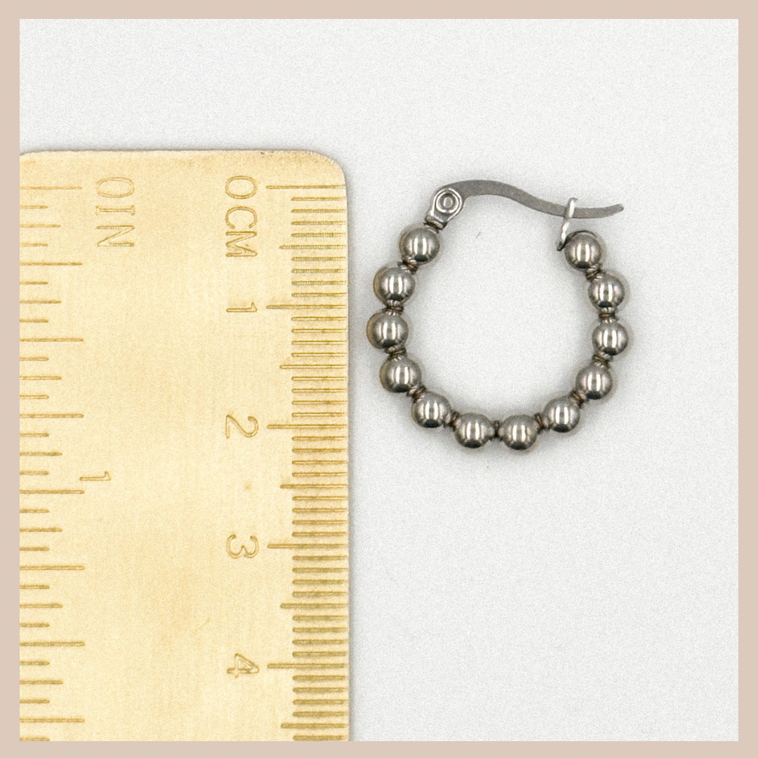 Small Beaded Hoops - Silver