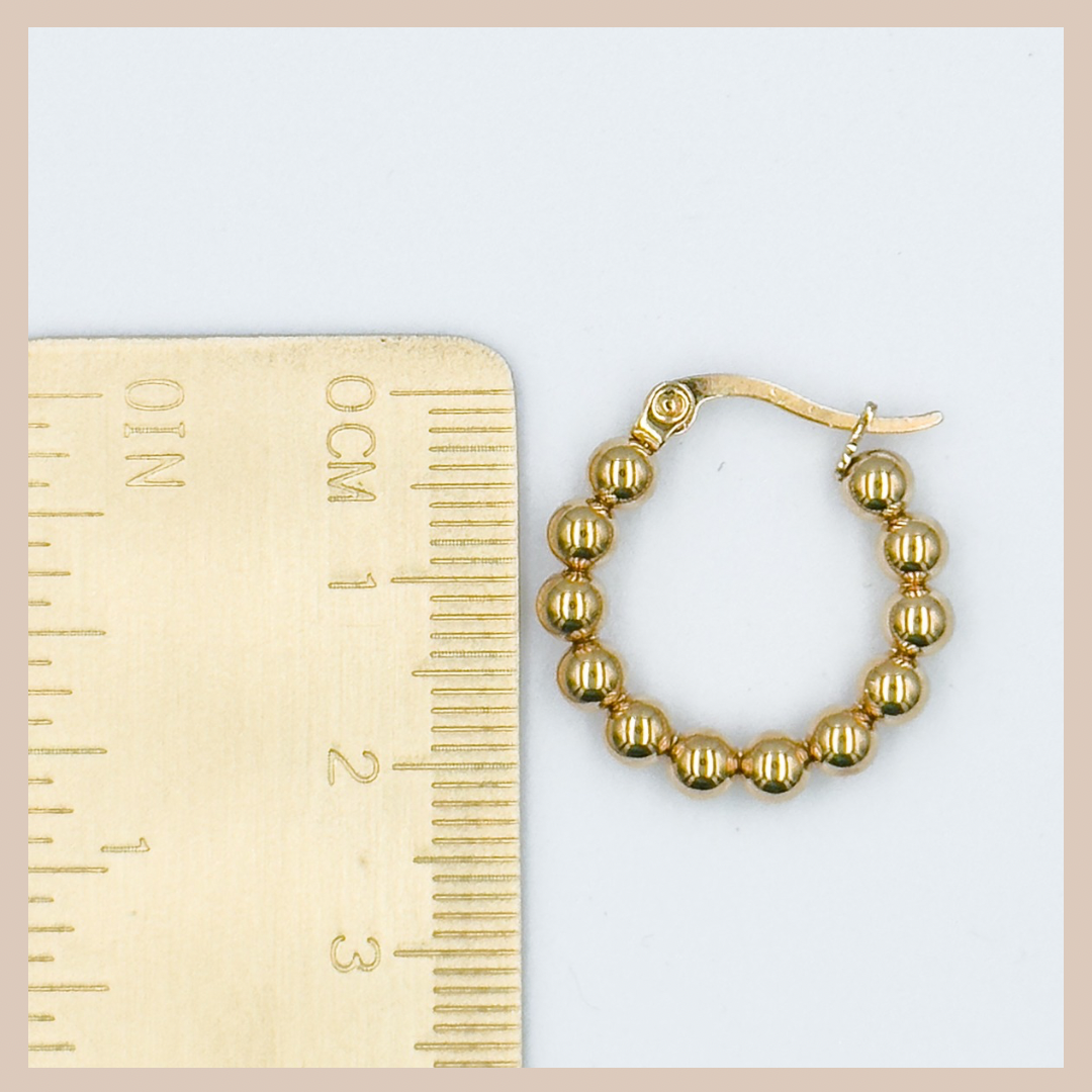 Small Beaded Hoops - Gold