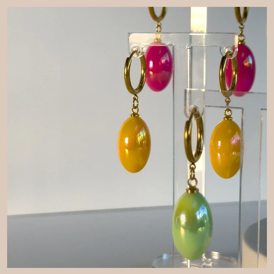 Aurora Iridescent Oval Drops - Ochre