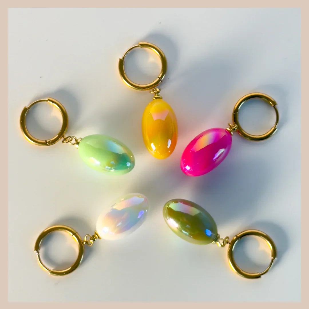 Aurora Iridescent Oval Drops - Ochre
