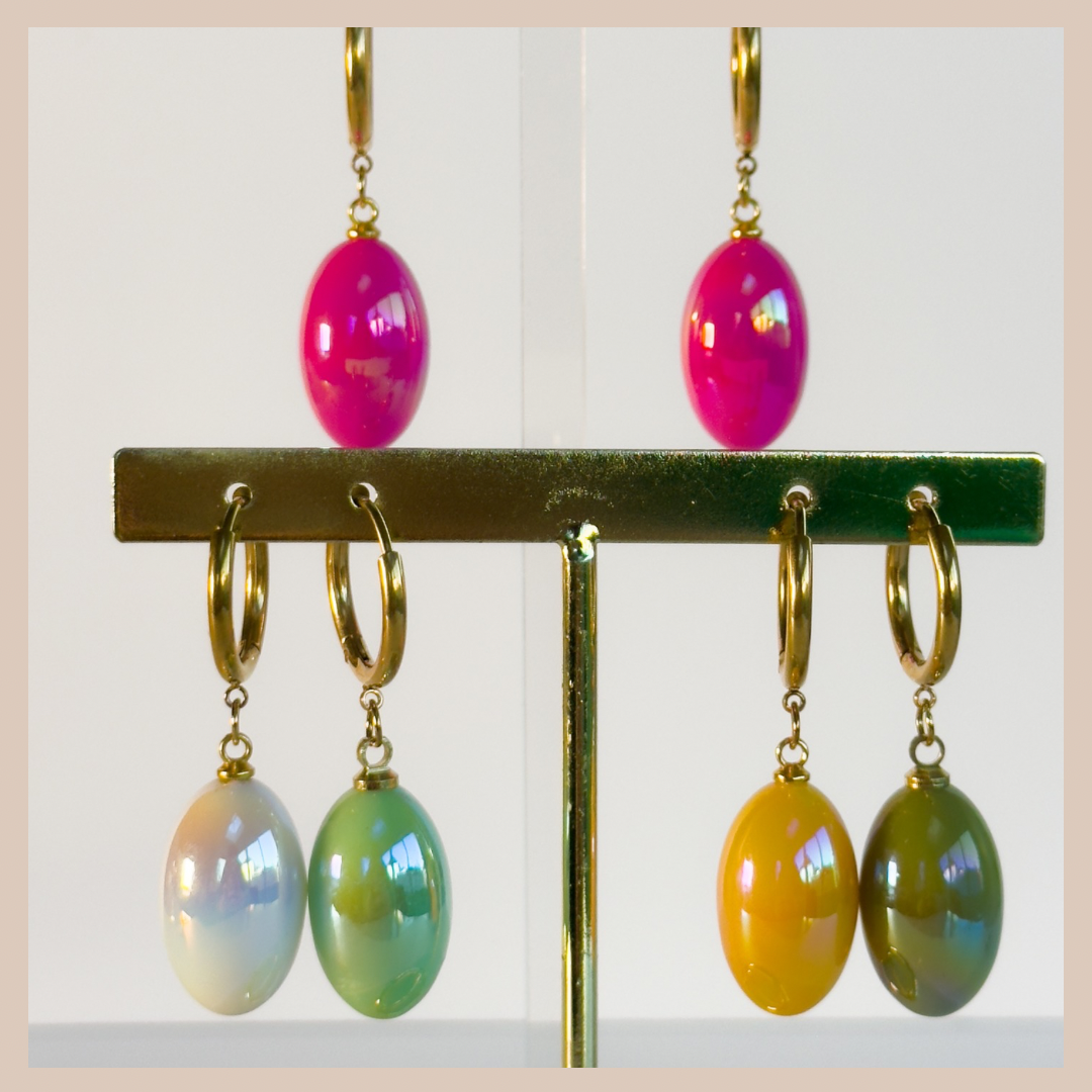 Pearlescent Oval Drops - Olive