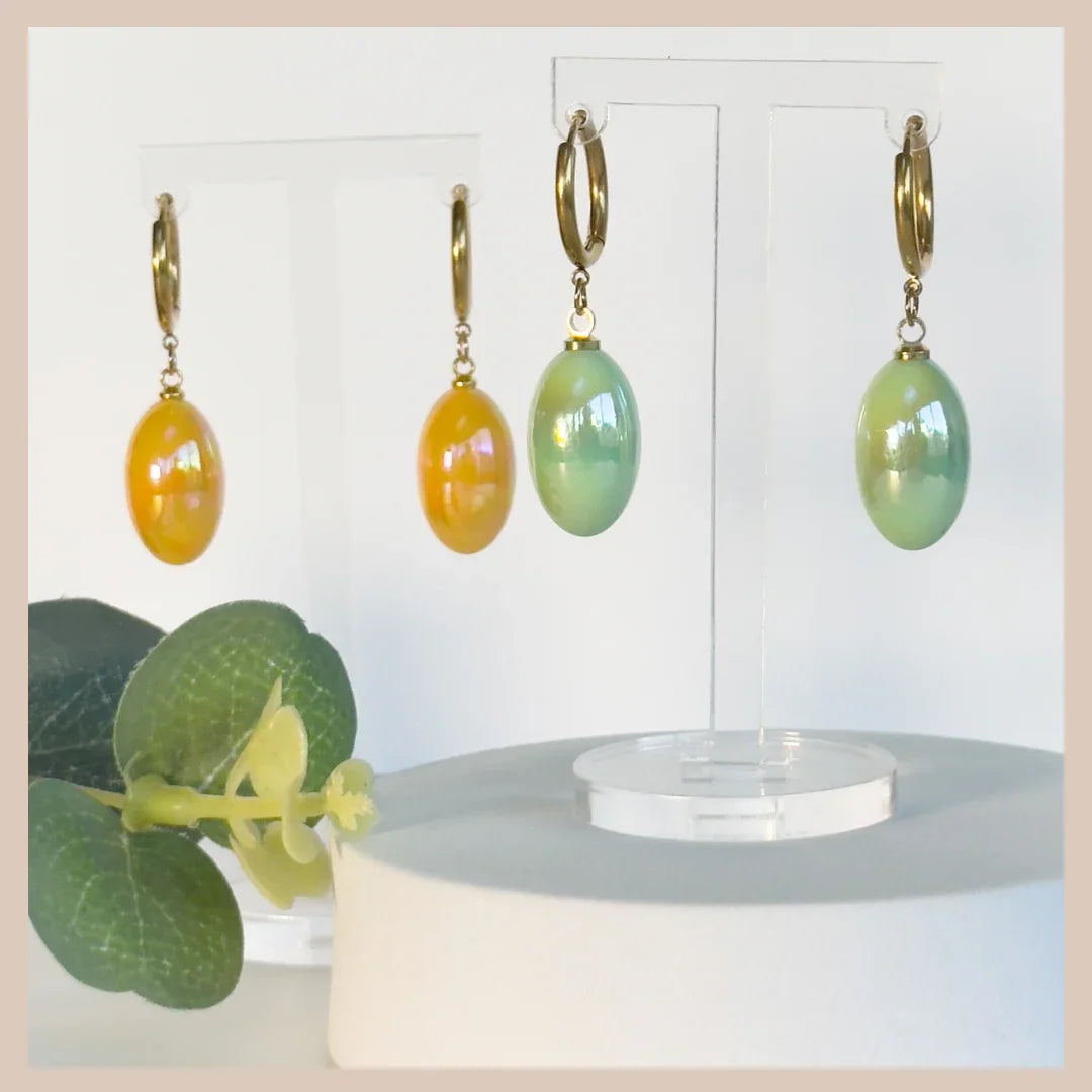 Aurora Iridescent Oval Drops - Ochre