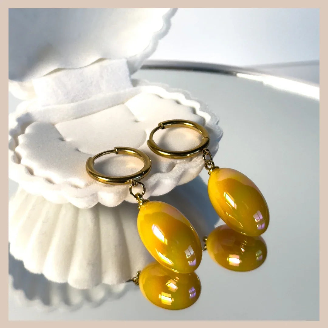 Aurora Iridescent Oval Drops - Ochre