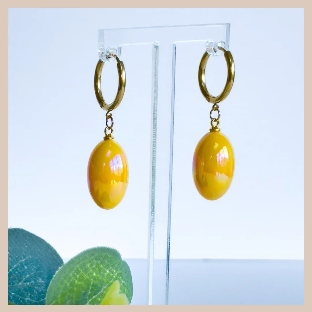 Aurora Iridescent Oval Drops - Ochre