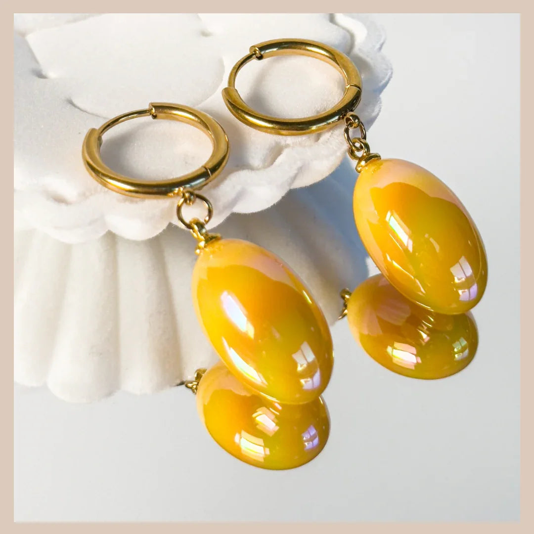 Aurora Iridescent Oval Drops - Ochre
