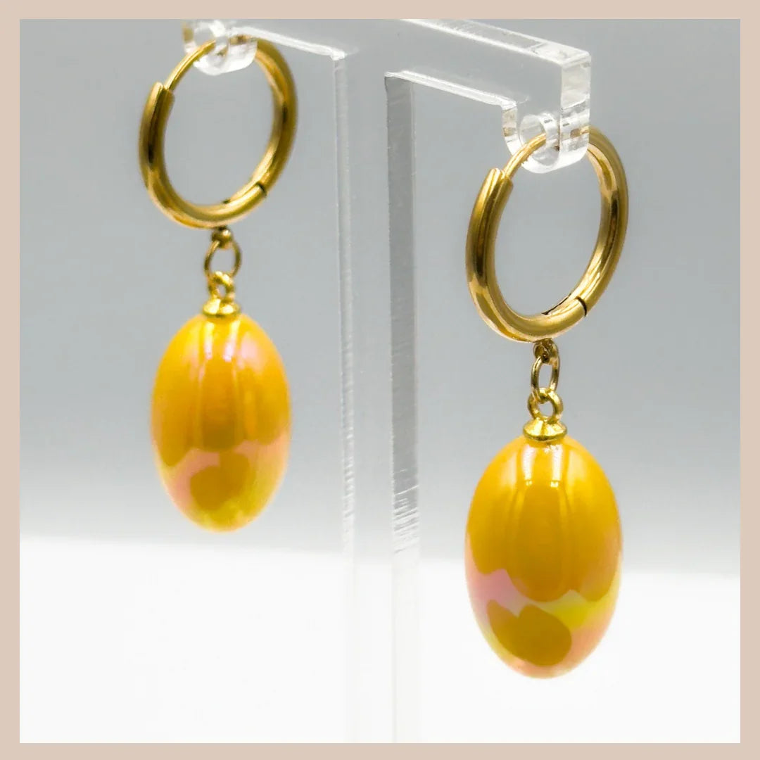 Aurora Iridescent Oval Drops - Ochre