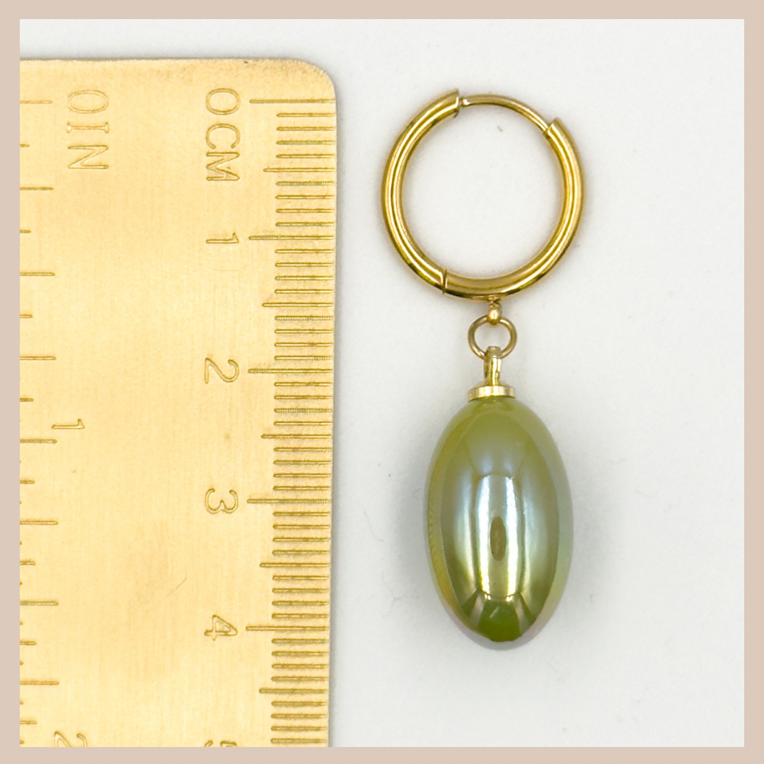 Pearlescent Oval Drops - Olive