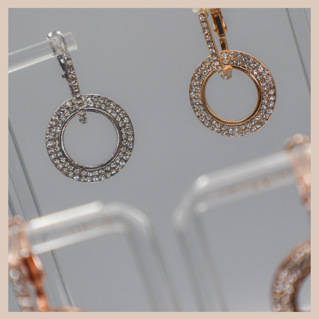 2 in 1 Diamanté Circle Drop Earrings - Silver