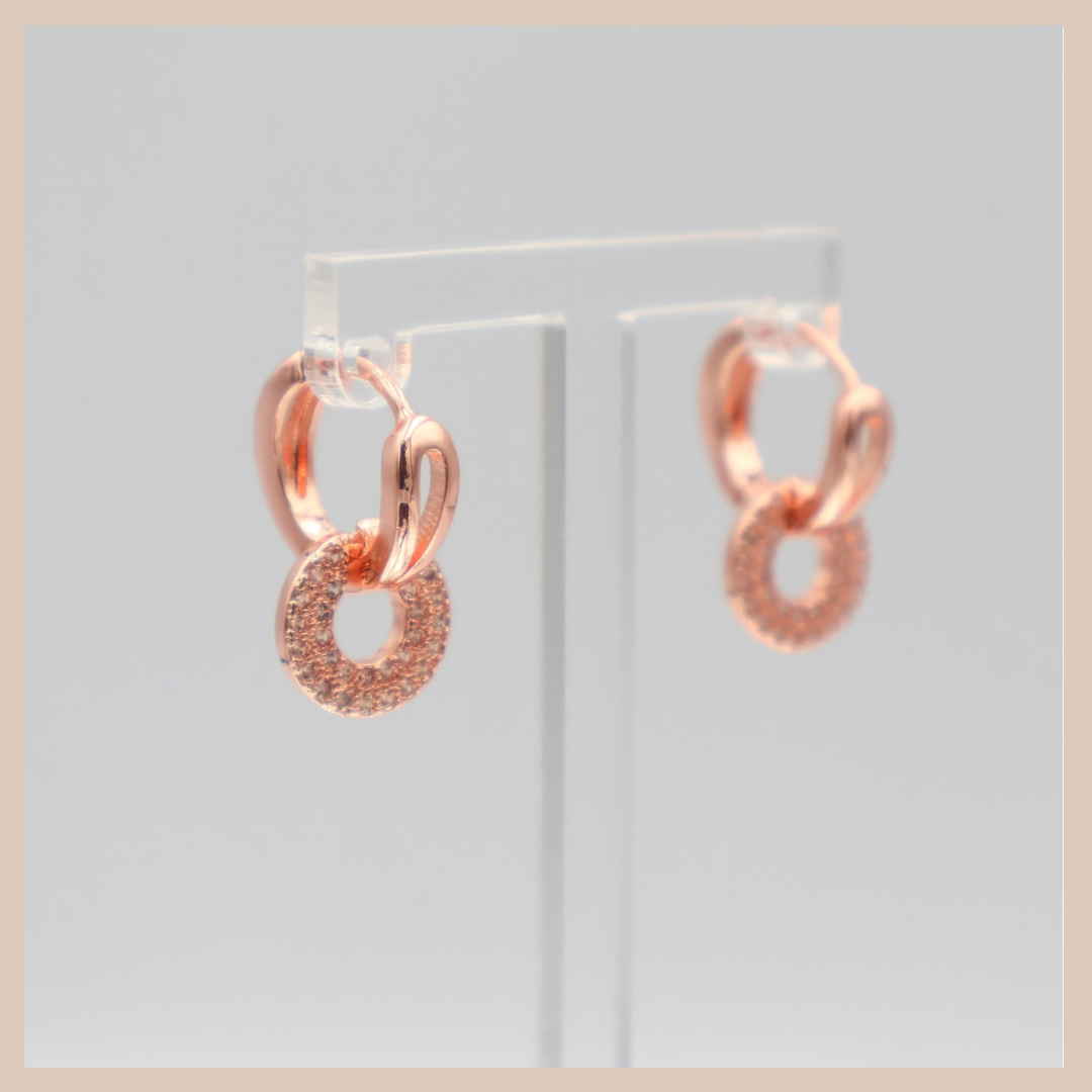 Mini Diamanté Circular Drops - Rose Gold