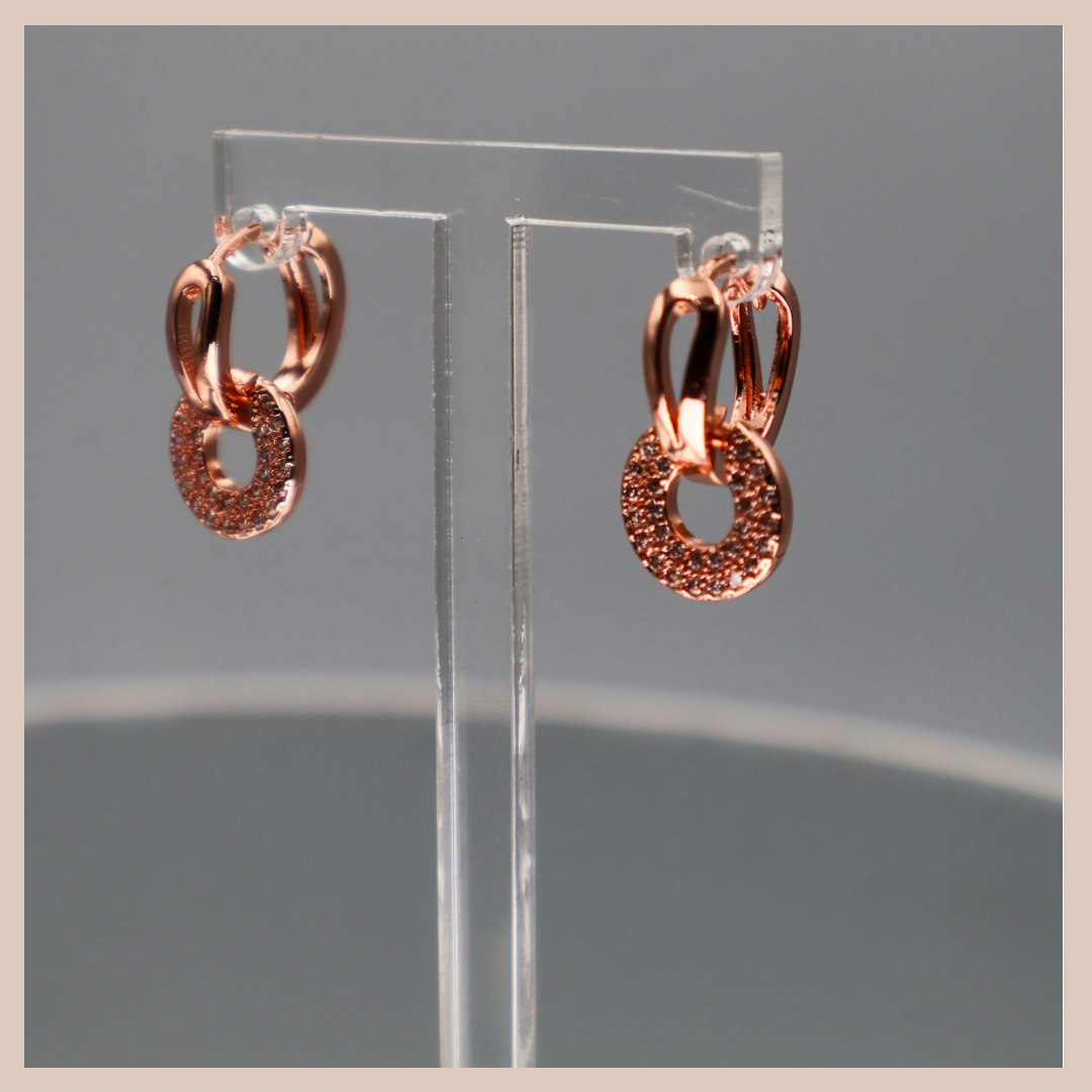 Mini Diamanté Circular Drops - Rose Gold