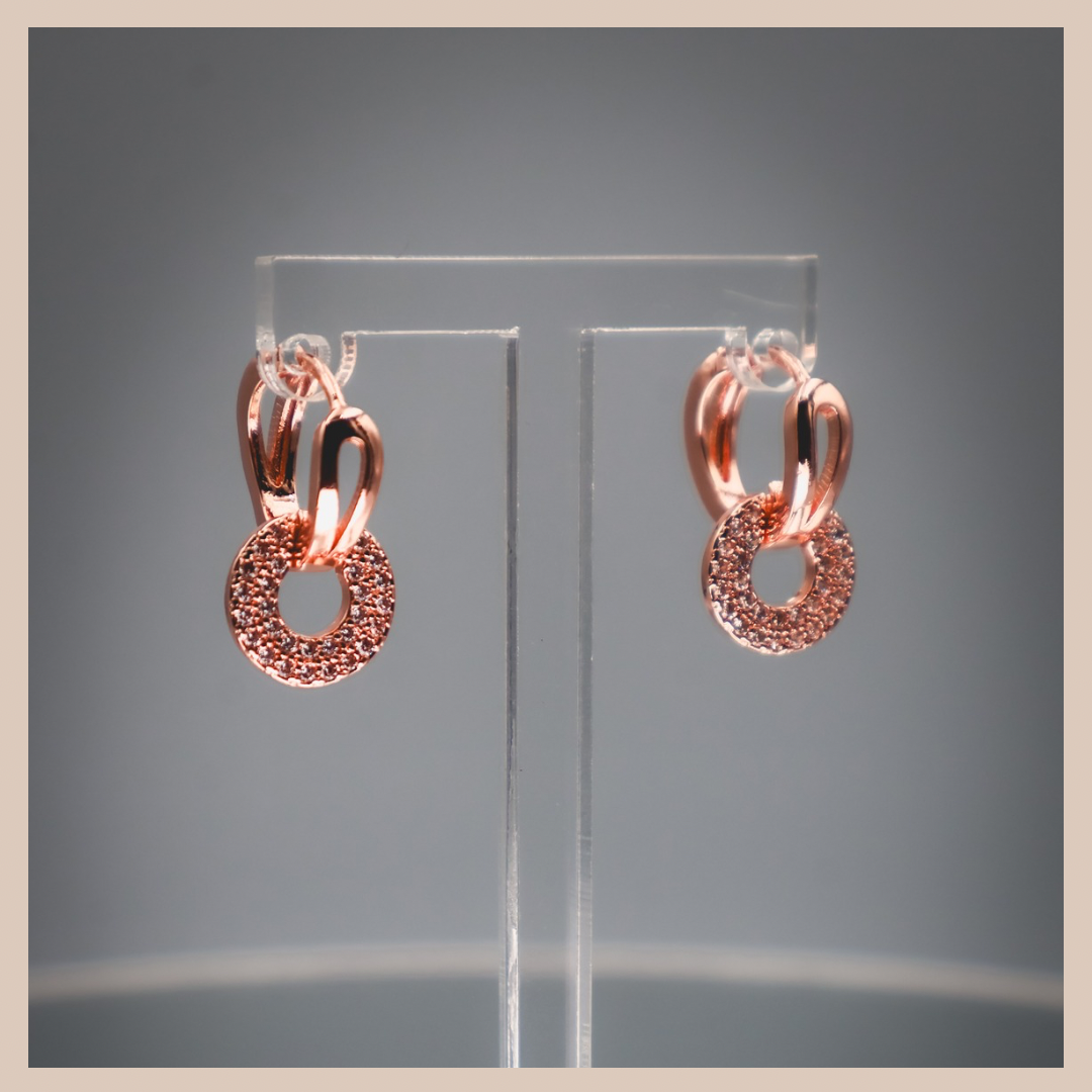 Mini Diamanté Circular Drops - Rose Gold