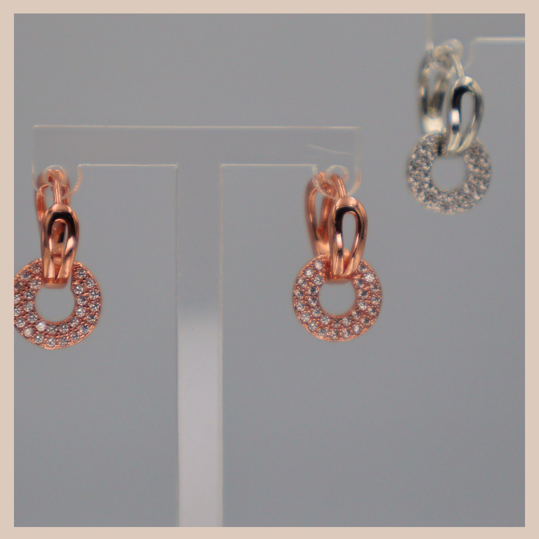 Mini Diamanté Circular Drops - Rose Gold