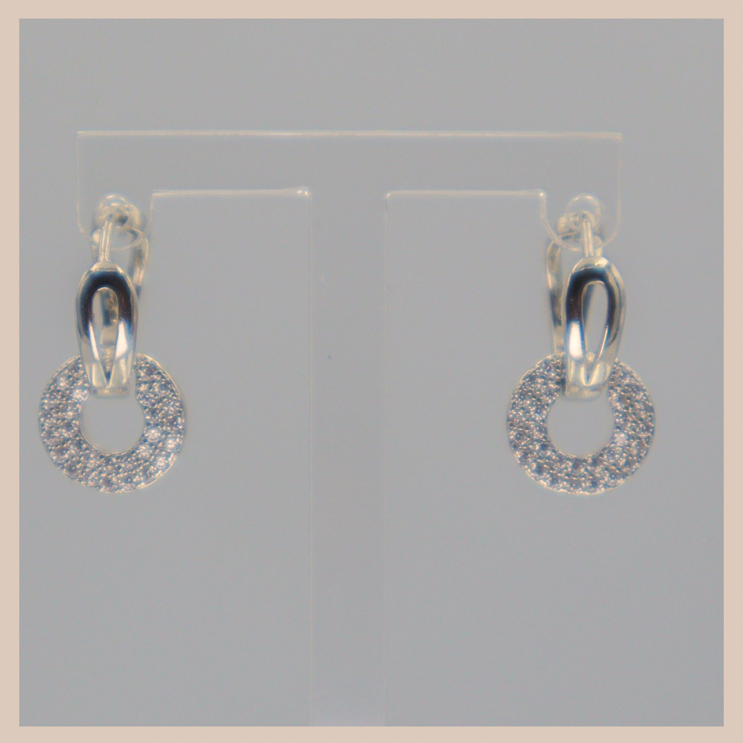 Mini Diamanté Circular Drops - Silver