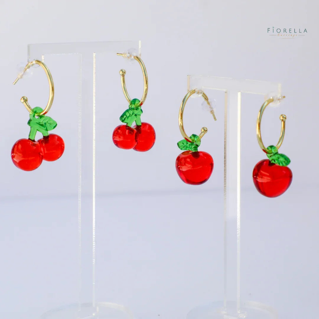 Sweet Apple Charm Hoop Earrings