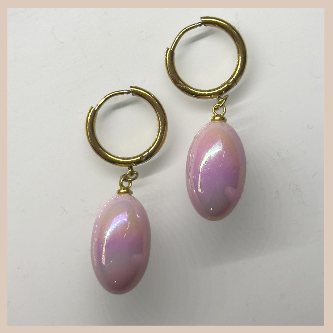 Pearlescent Oval Drops - Soft Pink