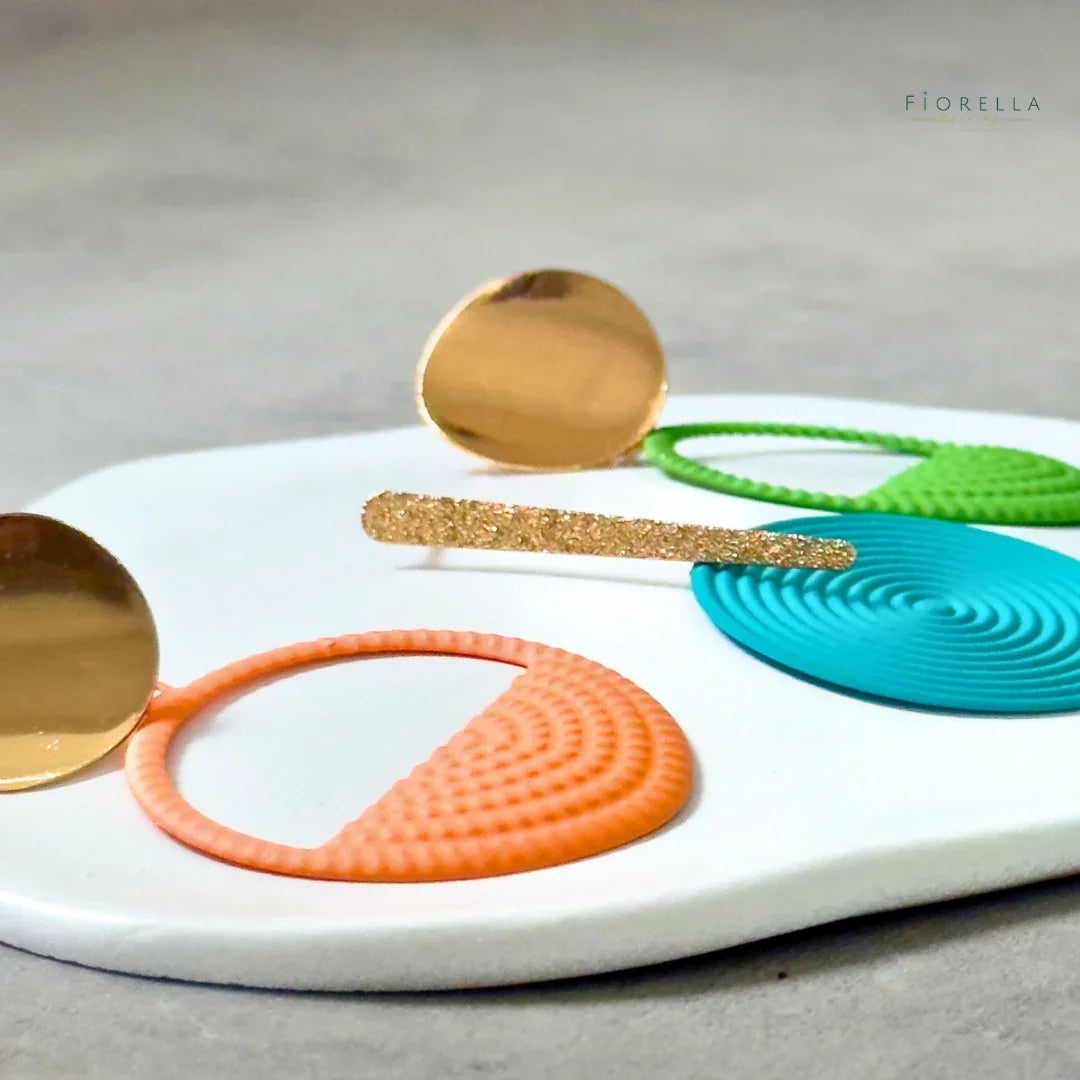 Golden Disc Embossed Earrings