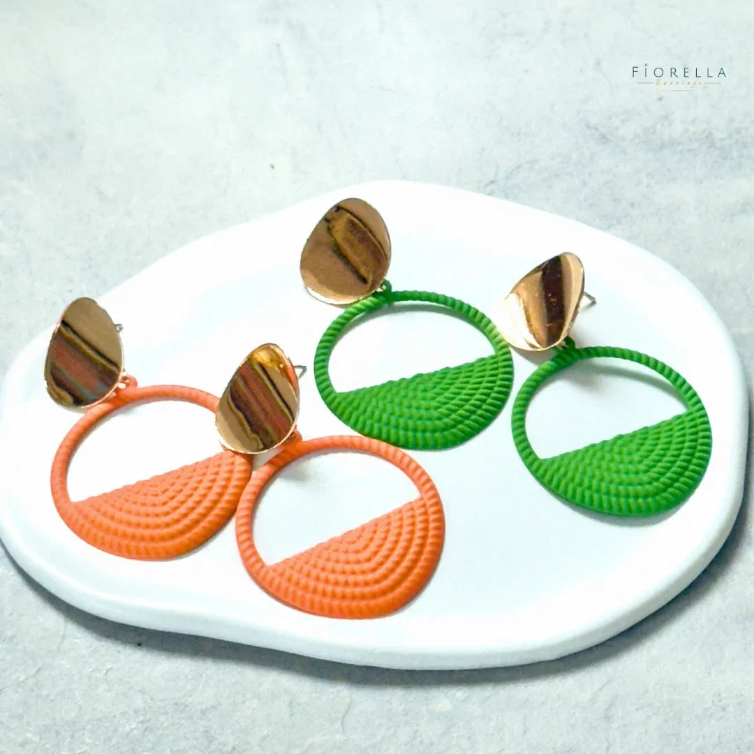 Golden Disc Embossed Earrings