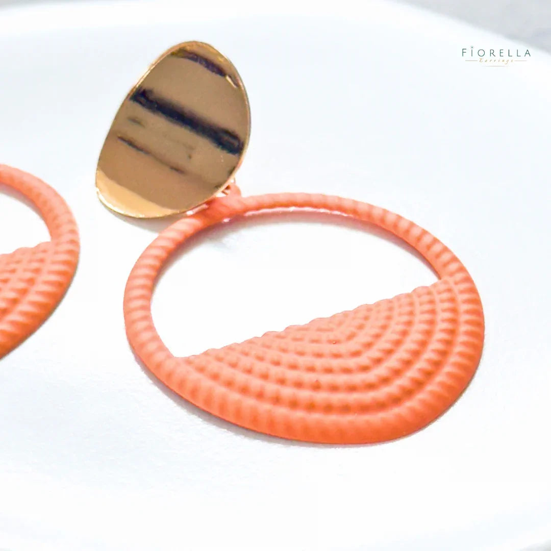 Golden Disc Embossed Earrings