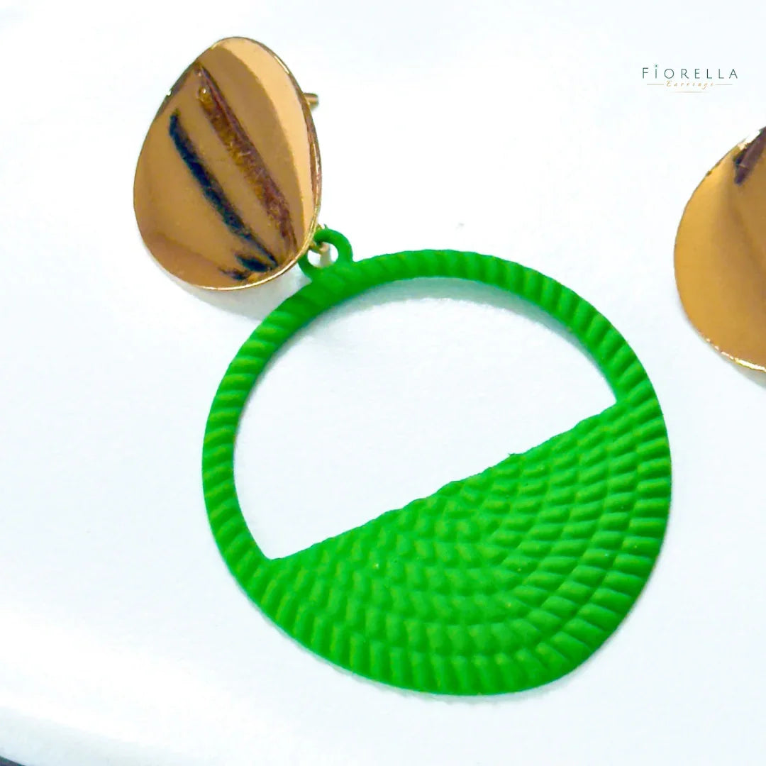 Golden Disc Embossed Earrings