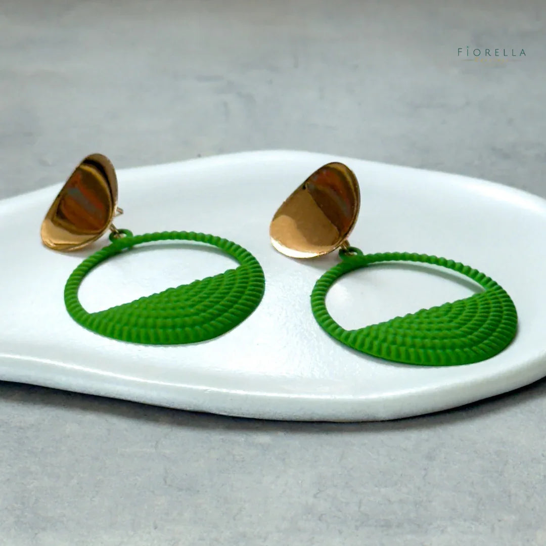 Golden Disc Embossed Earrings