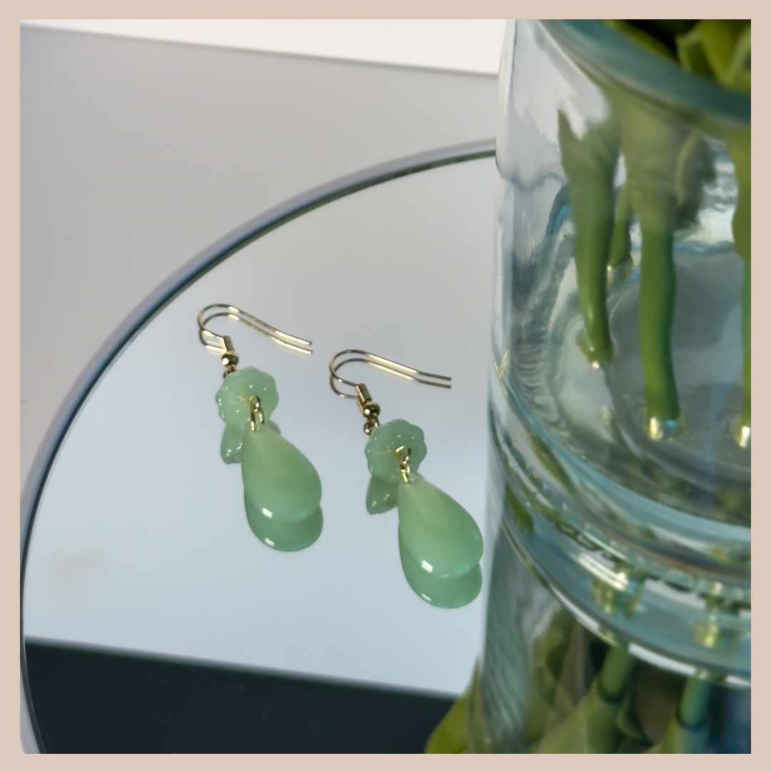 Sage Green Multi Shape Drop Earrings