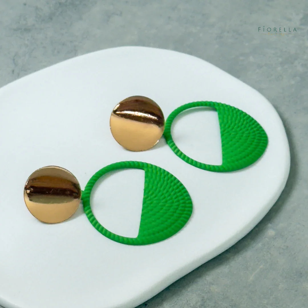 Golden Disc Embossed Earrings