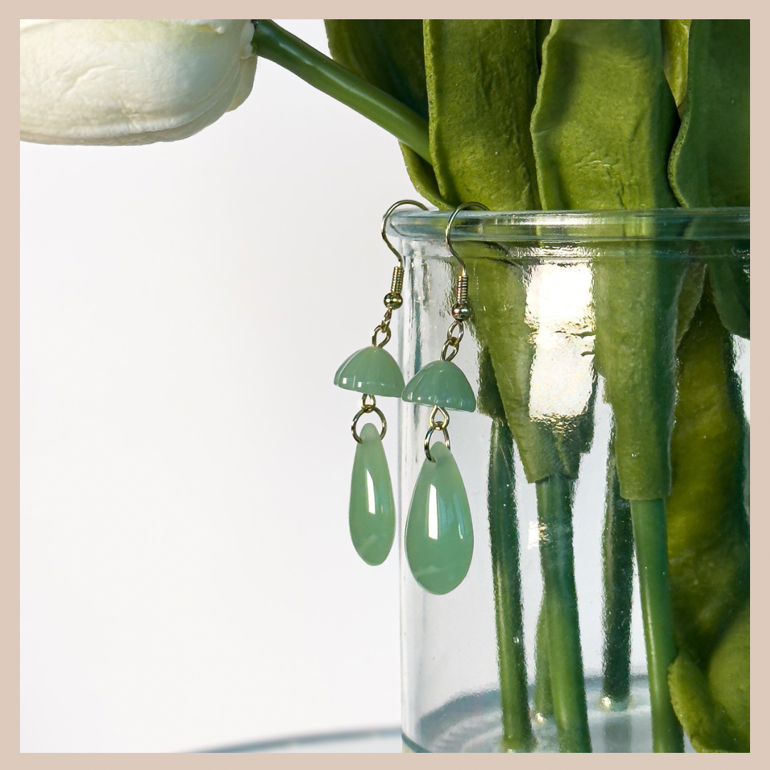 Sage Green Multi Shape Drop Earrings