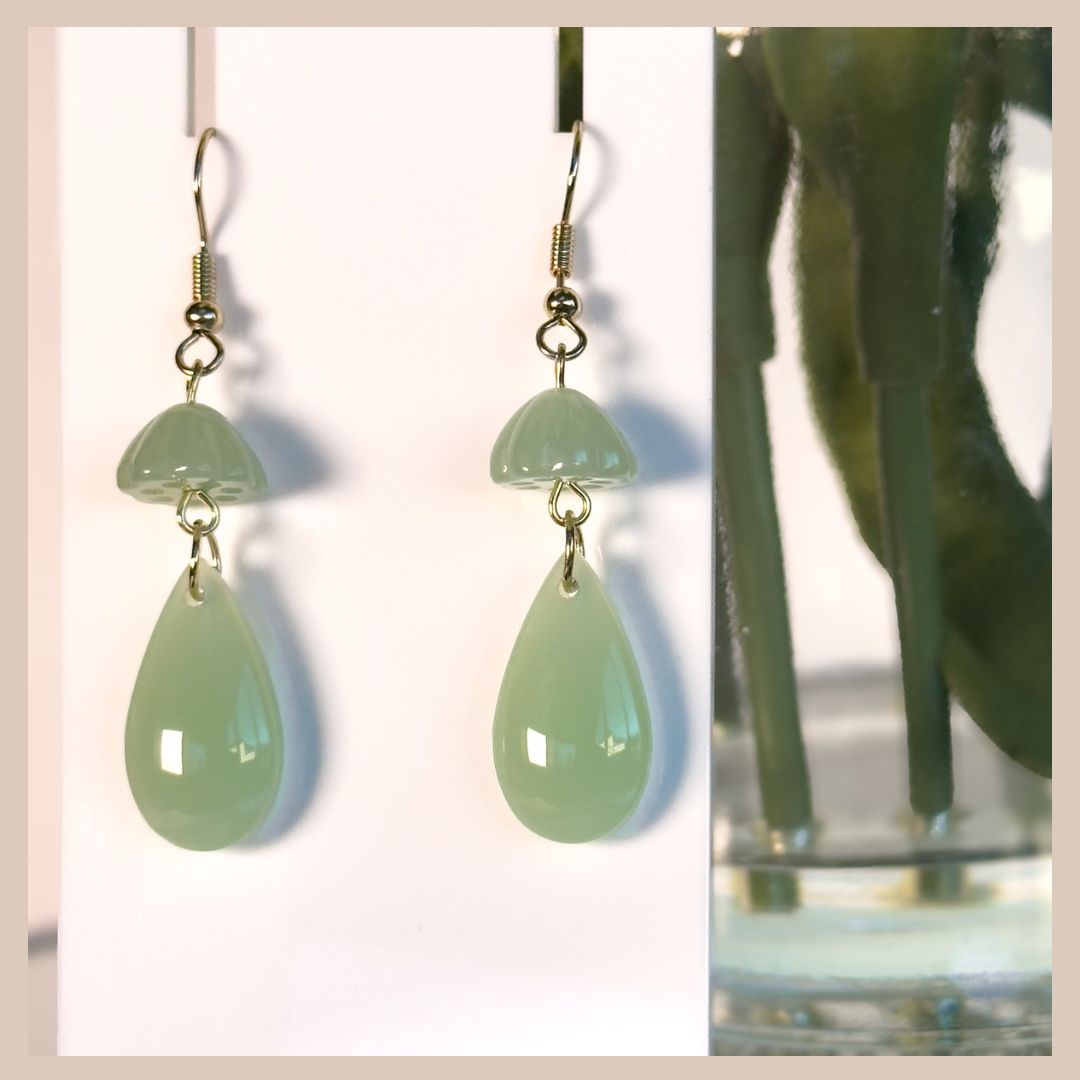 Sage Green Multi Shape Drop Earrings