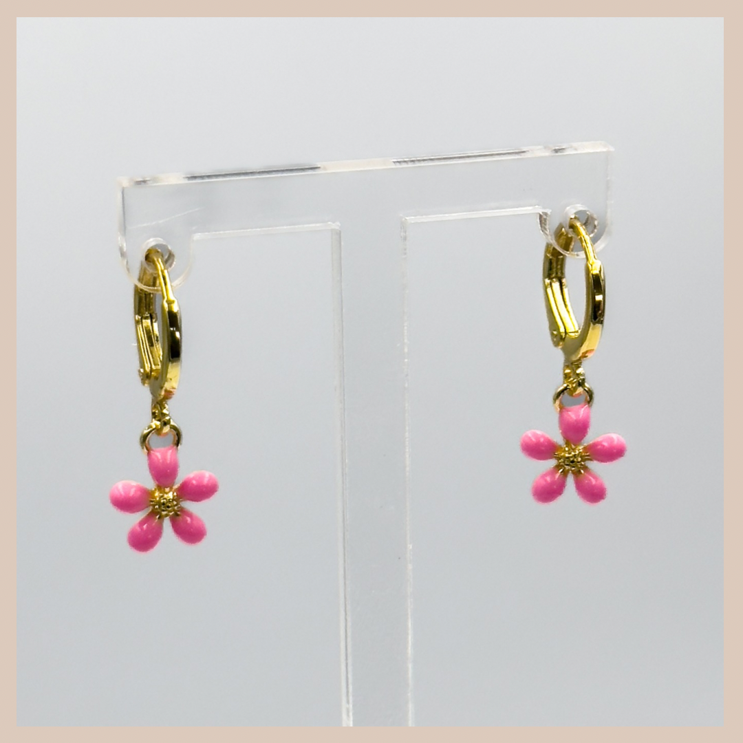 Mini Colouful Enamel Flower Drops - Pink