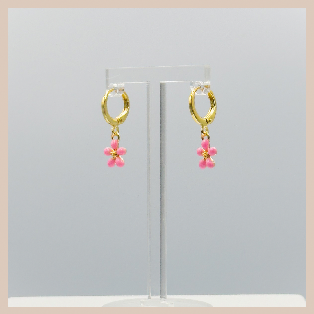 Mini Colouful Enamel Flower Drops - Pink