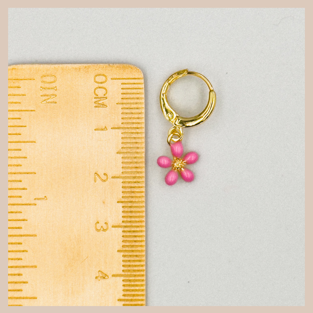 Mini Colouful Enamel Flower Drops - Pink