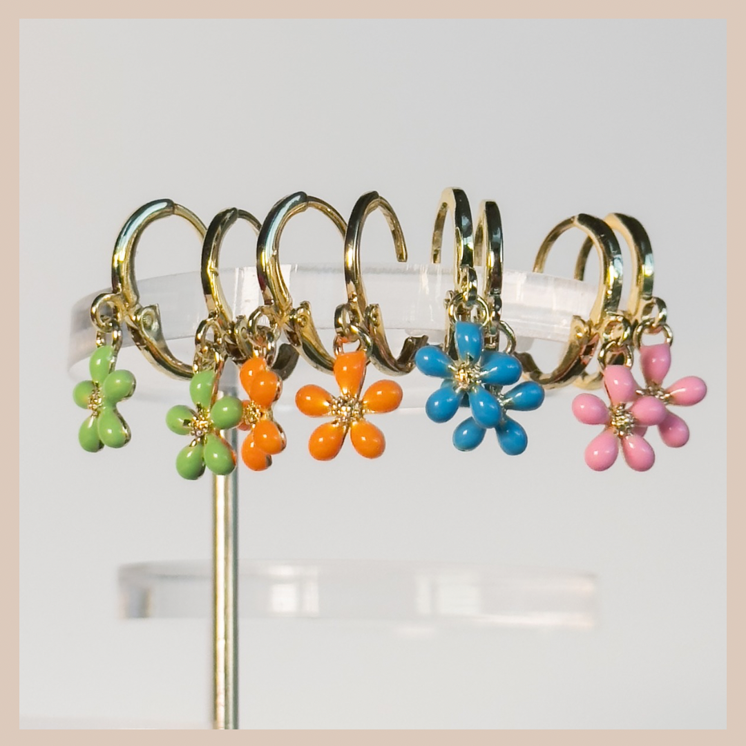 Mini Colouful Enamel Flower Drops - Pink