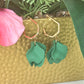 Large Petal Drop Earrings - Bottle Green