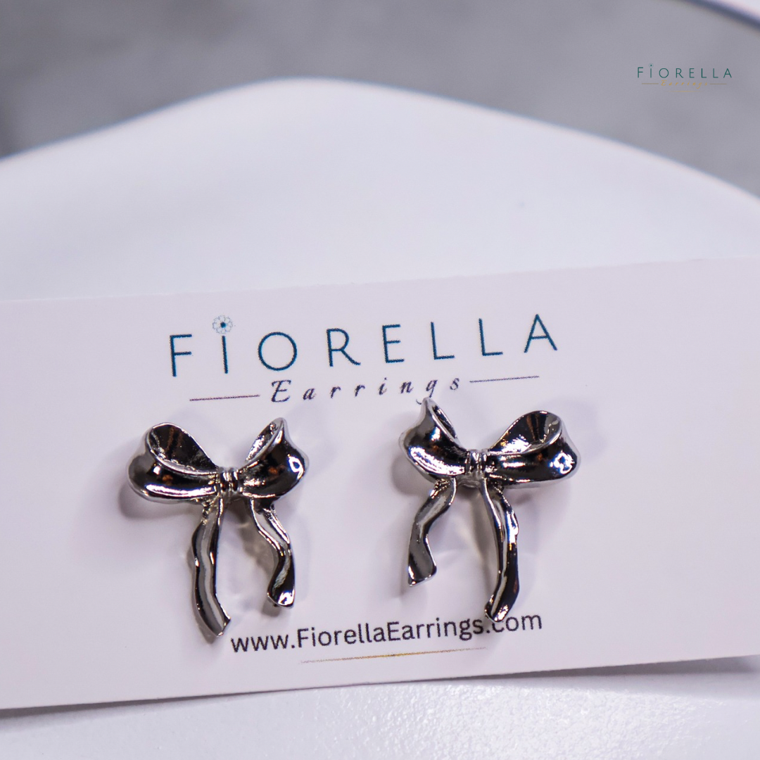 Sculpted Bow Stud Earrings – Gold, Silver & Leopard Print