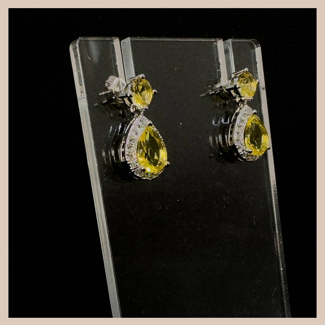 Mini Elegant Classic Rhinestone & Diamanté Water Drops - Yellow Topaz