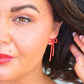 Diamante Bow Earrings - Bright Red