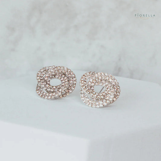 Silver Sparkle Elegant Swirl Diamanté Earrings - Silver