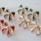 White Diamanté & Pearl Bow Stud Earrings